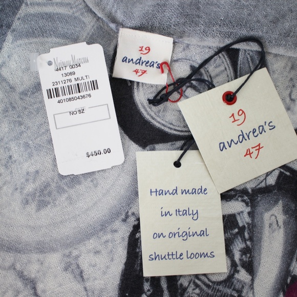 Cashmere Blend Motorcycle-Print Long Scarf Gray - Picture 8 of 8